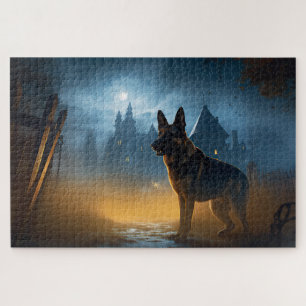 Deutscher Schäferhund Halloween Gruselig Puzzle