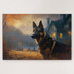 Deutscher Schäferhund Halloween Gruselig Puzzle