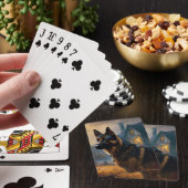 Deutscher Schäferhund Halloween Gruselig Spielkarten (In Situ)