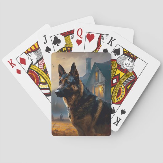 Deutscher Schäferhund Halloween Gruselig Spielkarten (Rückseite)