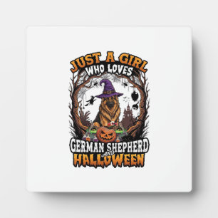 Deutscher Schäferhund Halloween Hund Hexenhut Kürb Fotoplatte