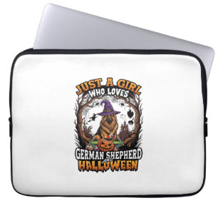 Deutscher Schäferhund Halloween Hund Hexenhut Kürb Laptopschutzhülle