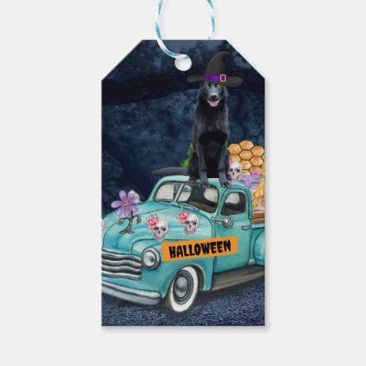 Deutscher Schäferhund Halloween Lkw Beängstigende Geschenkanhänger (Vorderseite)