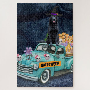 Deutscher Schäferhund Halloween LKW Gruselige Nach Puzzle