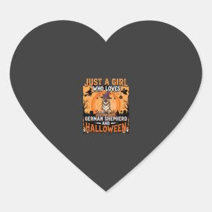 Deutscher Schäferhund Halloween Mädchen Hexe Hund Herz-Aufkleber