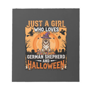 Deutscher Schäferhund Halloween Mädchen Hexe Hund Notizblock