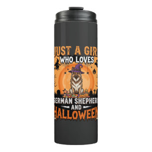 Deutscher Schäferhund Halloween Mädchen Hexe Hund Thermosbecher