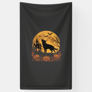 Deutscher Schäferhund Halloween Mond Kürbis Design Banner