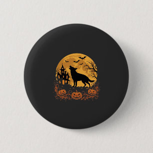 Deutscher Schäferhund Halloween Mond Kürbis Design Button