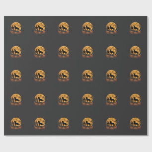 Deutscher Schäferhund Halloween Mond Kürbis Design Geschenkpapier