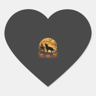 Deutscher Schäferhund Halloween Mond Kürbis Design Herz-Aufkleber