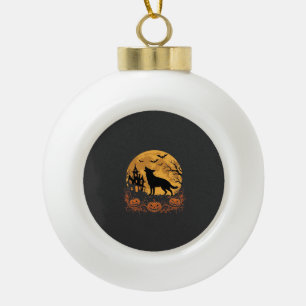 Deutscher Schäferhund Halloween Mond Kürbis Design Keramik Kugel-Ornament