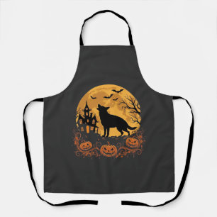 Deutscher Schäferhund Halloween Mond Kürbis Design Schürze