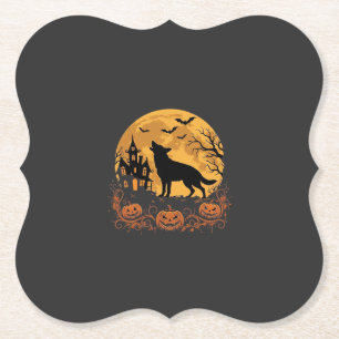 Deutscher Schäferhund Halloween Mond Kürbis Design Untersetzer