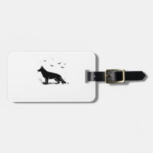 Deutscher Schäferhund � Halloween-Mond-Silhouette Gepäckanhänger