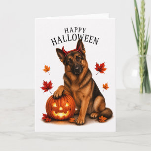 Deutscher Schäferhund Halloween Teufelshund Karte
