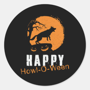Deutscher Schäferhund Happy Howl-O-Ween Vintage Lu Runder Aufkleber