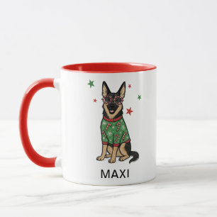 Deutscher Schäferhund hässlicher Weihnachtspullove Tasse