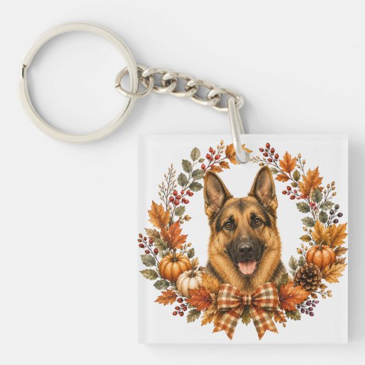 Deutscher Schäferhund Herbst Schlüsselanhänger (Vorderseite)