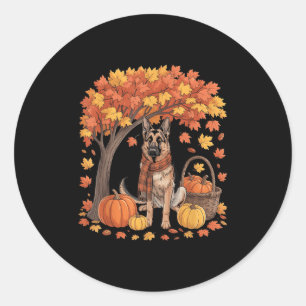 Deutscher Schäferhund Herbstschal Kürbis Herbst Eh Runder Aufkleber