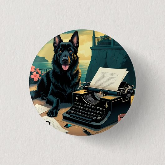 Deutscher Schäferhund Herr vintage Button (Vorderseite)