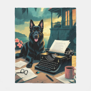 Deutscher Schäferhund Herr vintage Fleecedecke