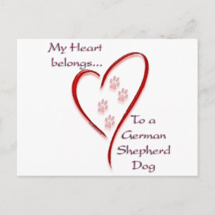 Deutscher Schäferhund Herzgehört Postkarte