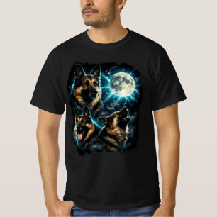 Deutscher Schäferhund heult den Mond an T-Shirt