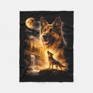 Deutscher Schäferhund heult zum Mond Meme 90er Jah Fleecedecke