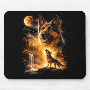 Deutscher Schäferhund heult zum Mond Meme 90er Jah Mousepad