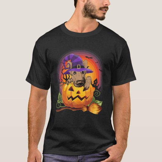 Deutscher Schäferhund Hexenkürbis Halloween Hund L T-Shirt (Vorderseite)