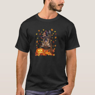 Deutscher Schäferhund Hexenkürbis Halloween Hund L T-Shirt
