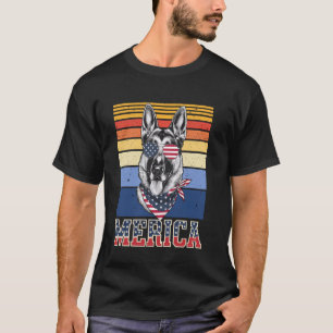 Deutscher Schäferhund Hund Amerikanischer Patriot  T-Shirt