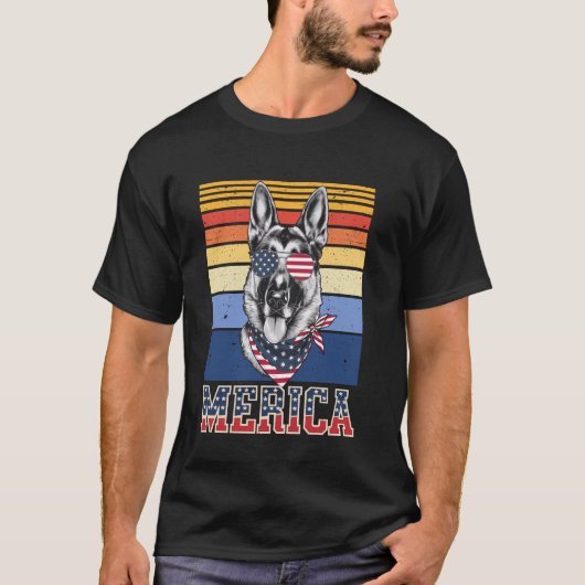Deutscher Schäferhund Hund Amerikanischer Patriot  T-Shirt (Vorderseite)