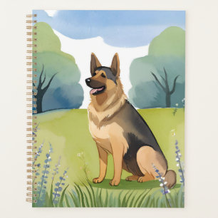 Deutscher Schäferhund Hund Aquarellmalerei Planer