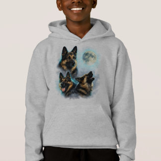 Deutscher Schäferhund Hund heult den Mond an Hoodie
