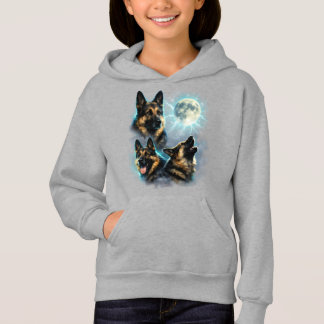 Deutscher Schäferhund Hund heult den Mond an Hoodie