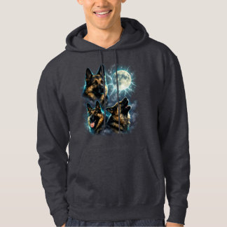 Deutscher Schäferhund Hund heult den Mond an Hoodie