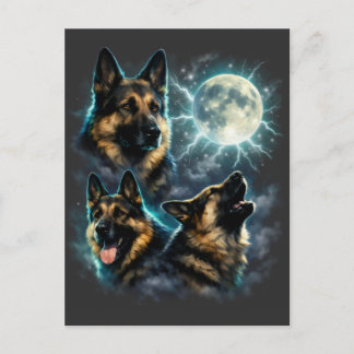 Deutscher Schäferhund Hund heult den Mond an Postkarte