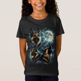 Deutscher Schäferhund Hund heult den Mond an T-Shirt