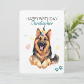 Deutscher Schäferhund Hund Personalisiert Happy Ge Karte (Stehend Vorderseite)