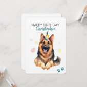 Deutscher Schäferhund Hund Personalisiert Happy Ge Karte (Vorderseite/Rückseite Beispiel)