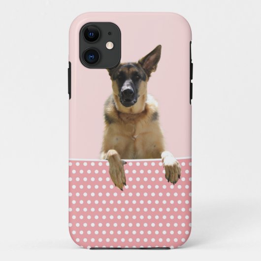 Deutscher Schäferhund Hund Pink Polka Dots Case-Mate iPhone Hülle (Rückseite)