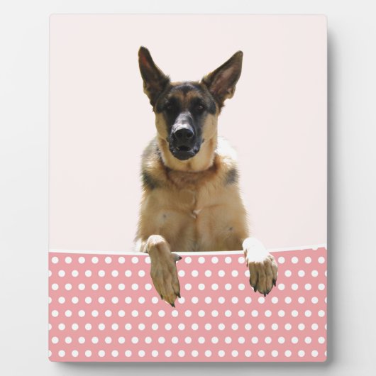 Deutscher Schäferhund Hund Pink Polka Dots Fotoplatte (Vorderseite)