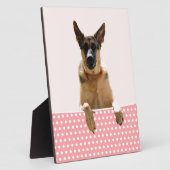 Deutscher Schäferhund Hund Pink Polka Dots Fotoplatte (Seite)