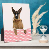 Deutscher Schäferhund Hund Pink Polka Dots Fotoplatte (Seite)
