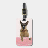 Deutscher Schäferhund Hund Pink Polka Dots Gepäckanhänger (Vorderseite vertikal)