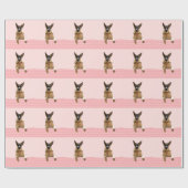 Deutscher Schäferhund Hund Pink Polka Dots Geschenkpapier (Flach)