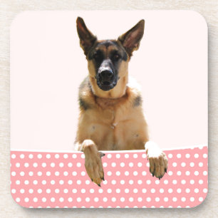 Deutscher Schäferhund Hund Pink Polka Dots Getränkeuntersetzer