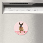 Deutscher Schäferhund Hund Pink Polka Dots Magnet (In Situ (Geschirrspüler))